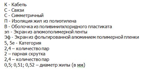 Расшифровка названия кабелей КССПВ, КССПВ-5, КССПВ-5е, КССПВэп, КССПЭфВ Расшифровка названия кабеля КССПВ, КССПВ-5, КССПВ-5е, КССПВэп, КССПЭфВ