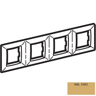 DKC / ДКС 75014V Рамка четырехместная, песочный RAL 1002, 2М+2М+2М+2М, "BRAVA"