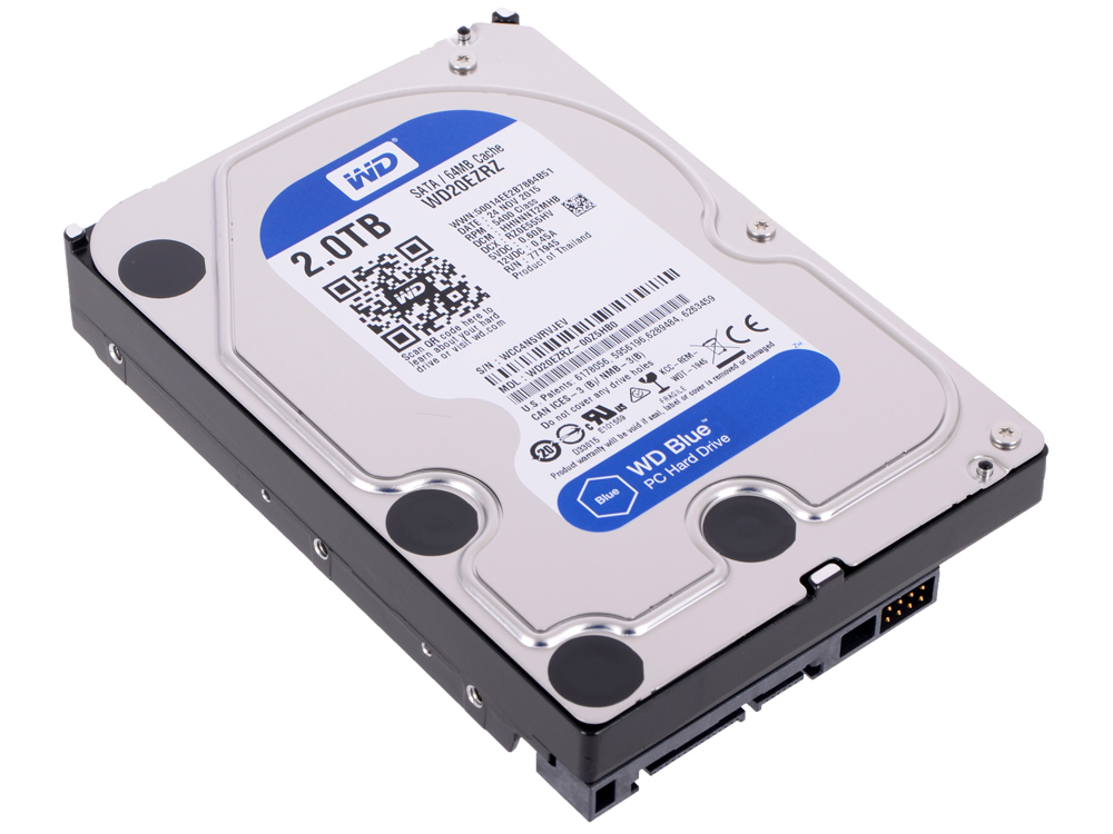 Жесткий диск WD Blue WD20EZRZ, 2Тб, HDD, SATA III, 3.5