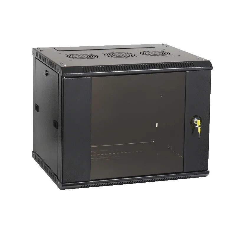 Шкаф телекоммуникационный Ripo 096060GM/B 19" настенный 9U 600х600 черный, дверь стекло