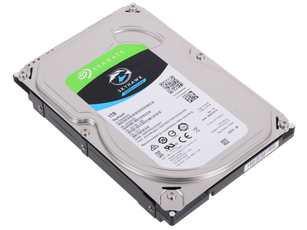Жесткий диск SEAGATE Skyhawk ST1000VX005, 1Тб, HDD, SATA III, 3.5
