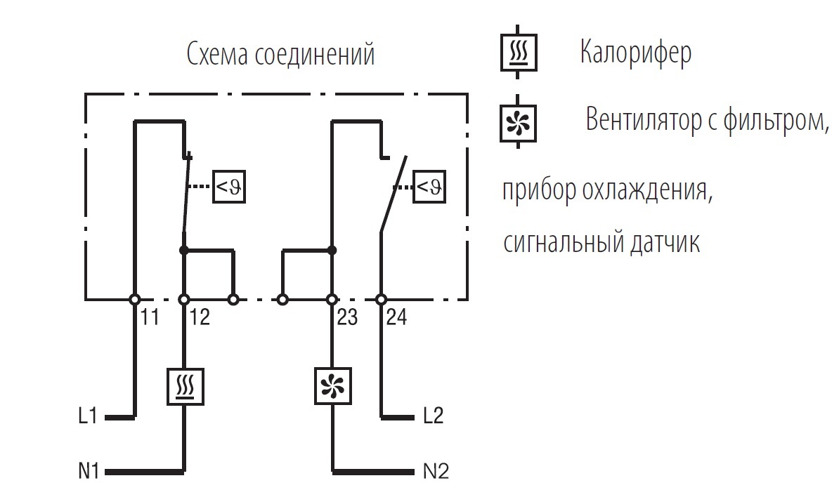 Терморегулятор двойной для нагревателя (-10/+50C) (ЦМО)