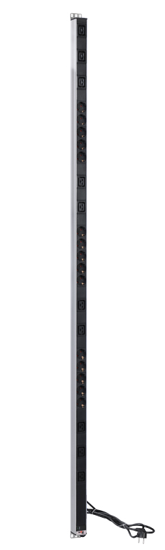 Вертикальный блок розеток Rem-16 с инд., 15 Schuko, 10 IEC 60320 C19, 16A, алюм., 42-48U, шнур 3 м. (ЦМО)