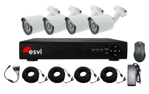 EVK-X4-BQH10B, комплект AHD видеонаблюдения на 4 уличные камеры, 720P, 2.8 мм