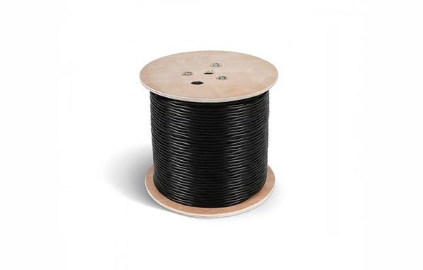 U/UTP4 Cat5e 24AWG PE RIPO CCA с тросом, черный, 0,5мм, 305м, катушка (пр-во РФ)
