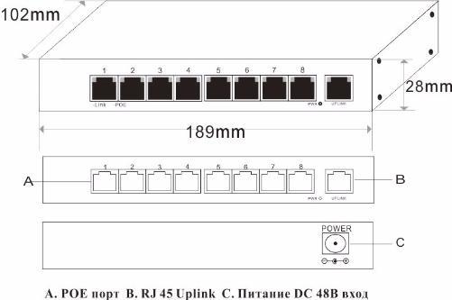 POE 31008P  PОE коммутатор 8+1 портов