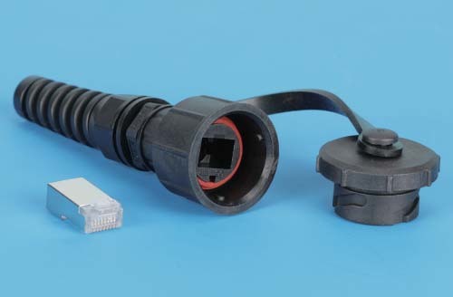 Hyperline PLUG-IE-8P8C-P-C5-SH Промышленный разъем RJ-45 (8P8C) под витую пару, IP67, категория 5e, с защитной крышкой, экранированный (SH)