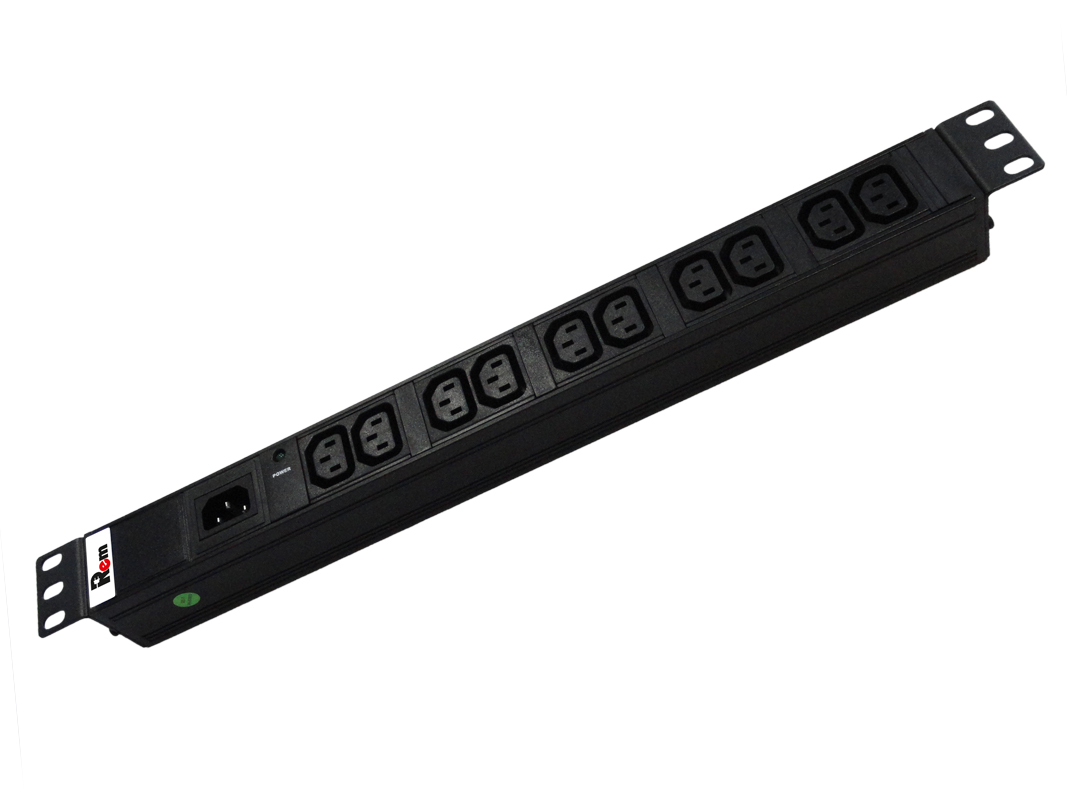 Блок розеток Rem-10 без шнура с инд., 10  IEC 60320 C13, вход IEC 60320 C14, 10A, алюм., 19&amp;quot; (ЦМО)