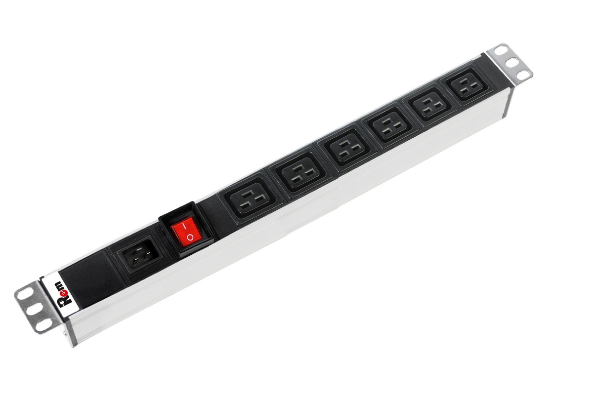 Блок розеток Rem-16 с выкл., 6 IEC 60320 C19, вход IEC 60320 C20, 16A, алюм., 19&amp;quot; (ЦМО)