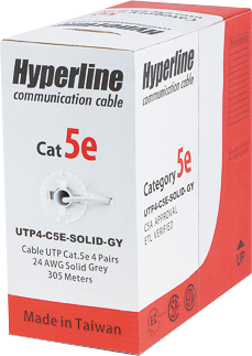 Витая пара Hyperline UUTP4-C5E-S24-IN-PVC-GY-305 метров