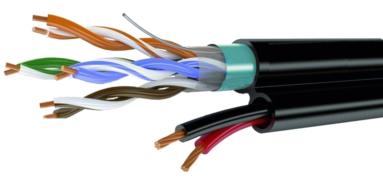 FTP4 Cat5e 24AWG 0.45 Cu+2x0,75 CCA PE Outdoor Ripo (200 m)