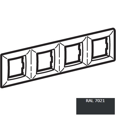 DKC / ДКС 75014G Рамка четырехместная, черный металлик RAL 7021, 2М+2М+2М+2М, "BRAVA"