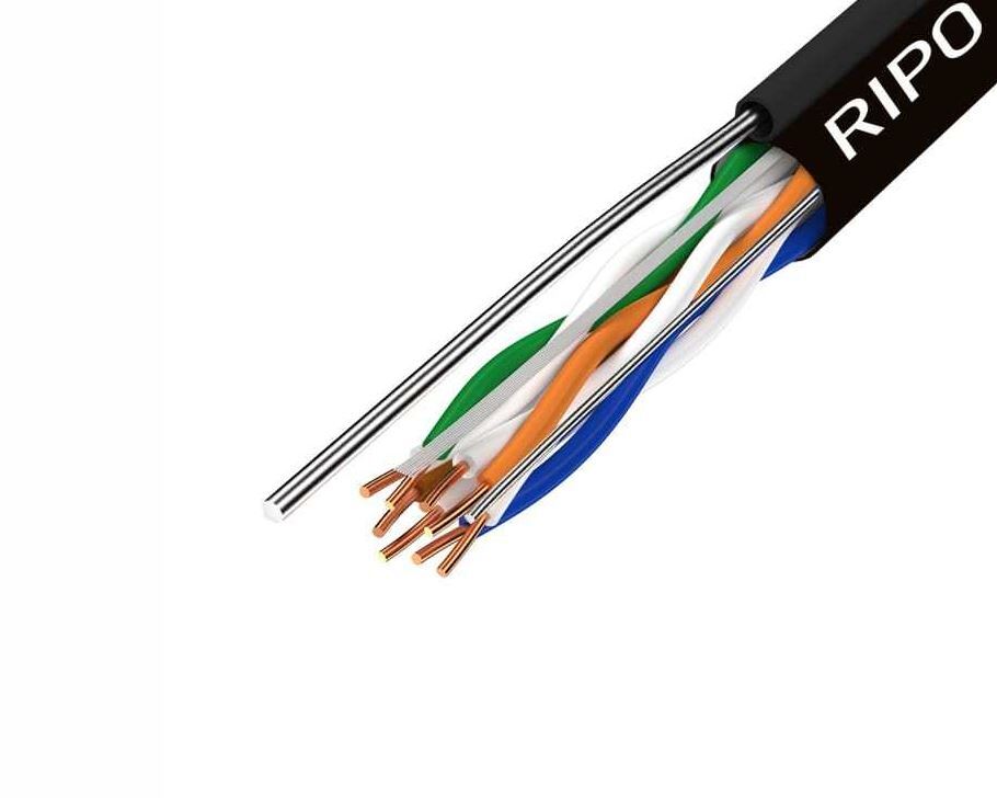 UTP4CAT5E 24AWG Cu Ripo (outdoor) с одножильным тросом, черный, (25м)