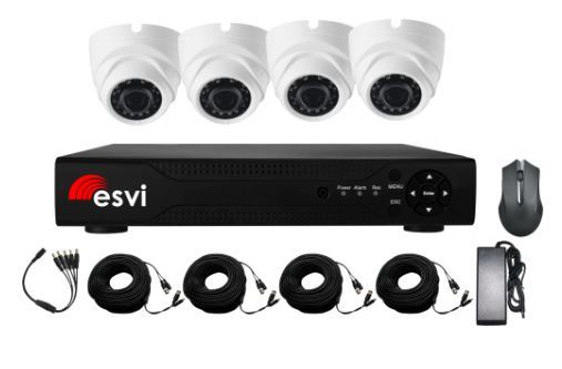 EVK-X4-DLH10B, комплект AHD видеонаблюдения на 4 купольные камеры, 720P, 2.8 мм