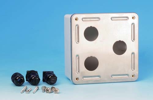 Hyperline SBB-IE-3-SL Коробка настенного монтажа для 3-х промышленных модулей, IP67, нержавеющая сталь