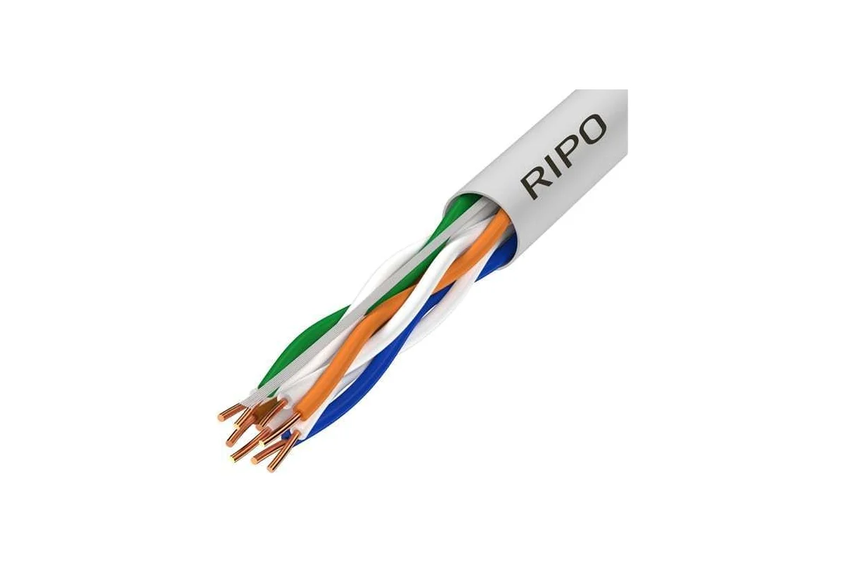 Кабель Ripo Premium UTP Cat 5e, 4 пары, 50 м, Cu, 24 AWG, Fluke test