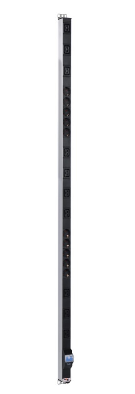 Вертикальный блок розеток Rem-16 с авт. 16А, 10 Schuko, 10 IEC 60320 C19, 16A, алюм.,33-48U,колодка (ЦМО)