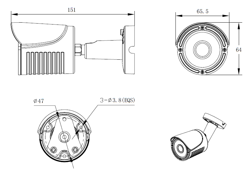EVC-BQ24-S10, f=2.8мм, 1.0Мп