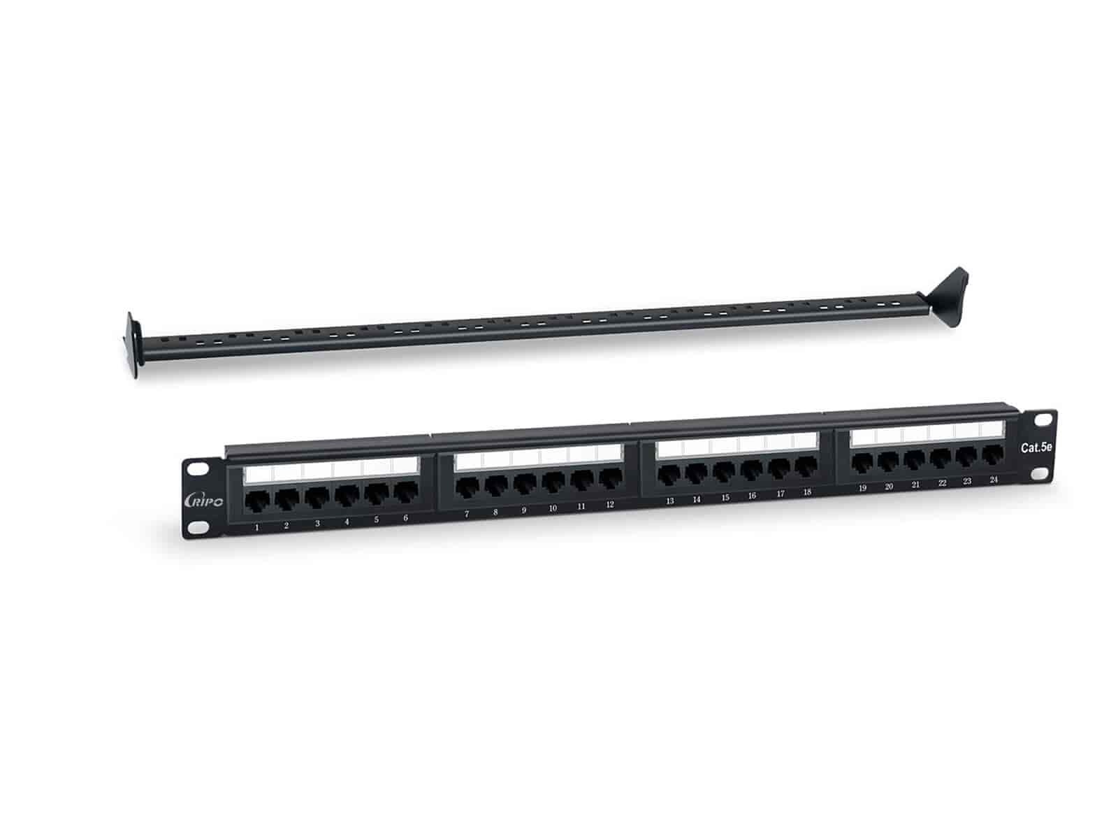 Патч-панель Ripo 19" (2U), 48 портов RJ-45, категория 5e, Dual IDC с задним кабельным организатором