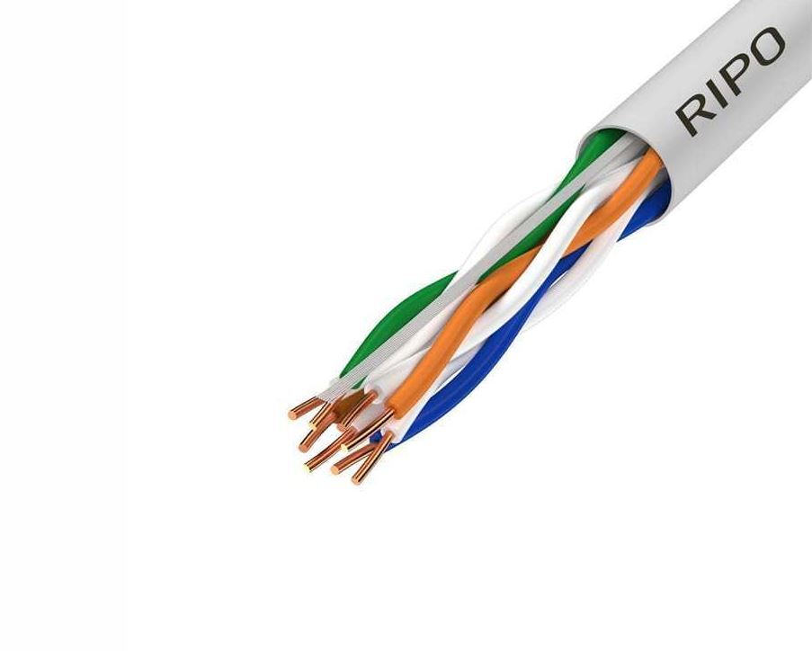 Патч-кабель RIPO U/UTP4, Кат.5е (Класс D),125МГц, многож.,4*2*7*0,12 mm CCA PVC нг(B), серый, 25м.