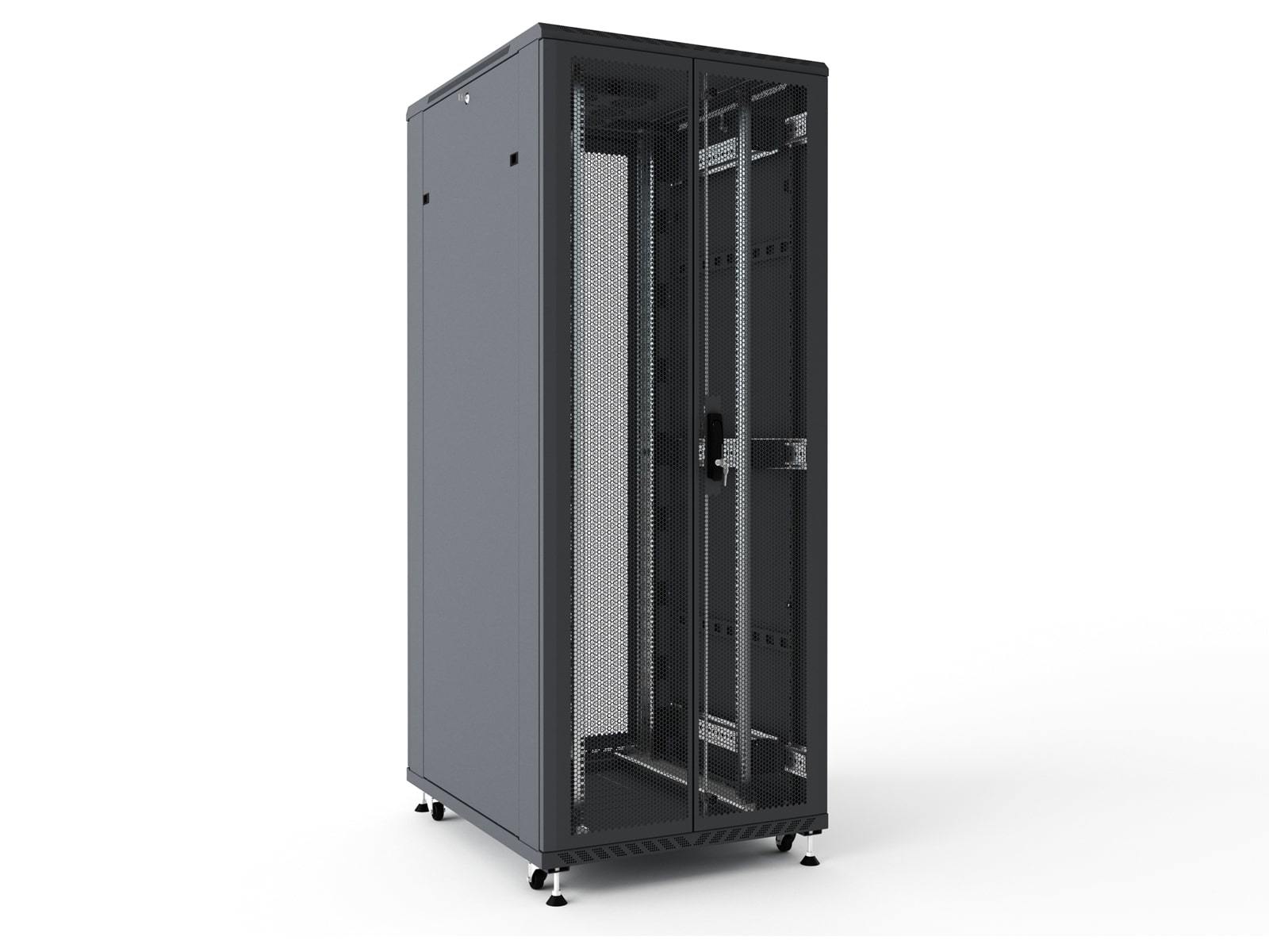 Шкаф телекоммуникационный Ripo 186010PM/B 19" напольный 18U 600х1000 черный дверь перф.