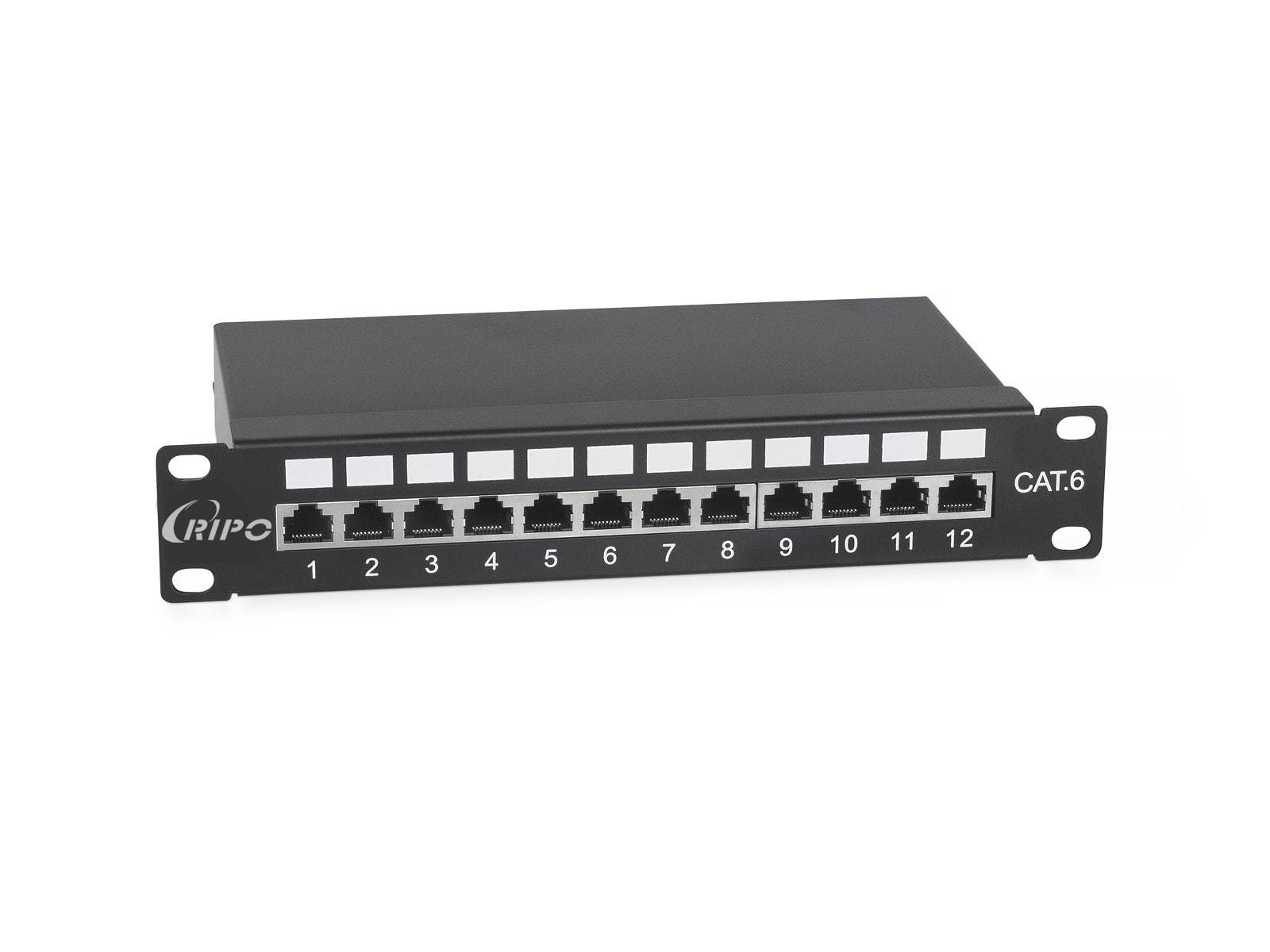 Патч-панель Ripo 10", установочный размер 236 мм, 12 портов RJ-45 полностью экранированная, категор